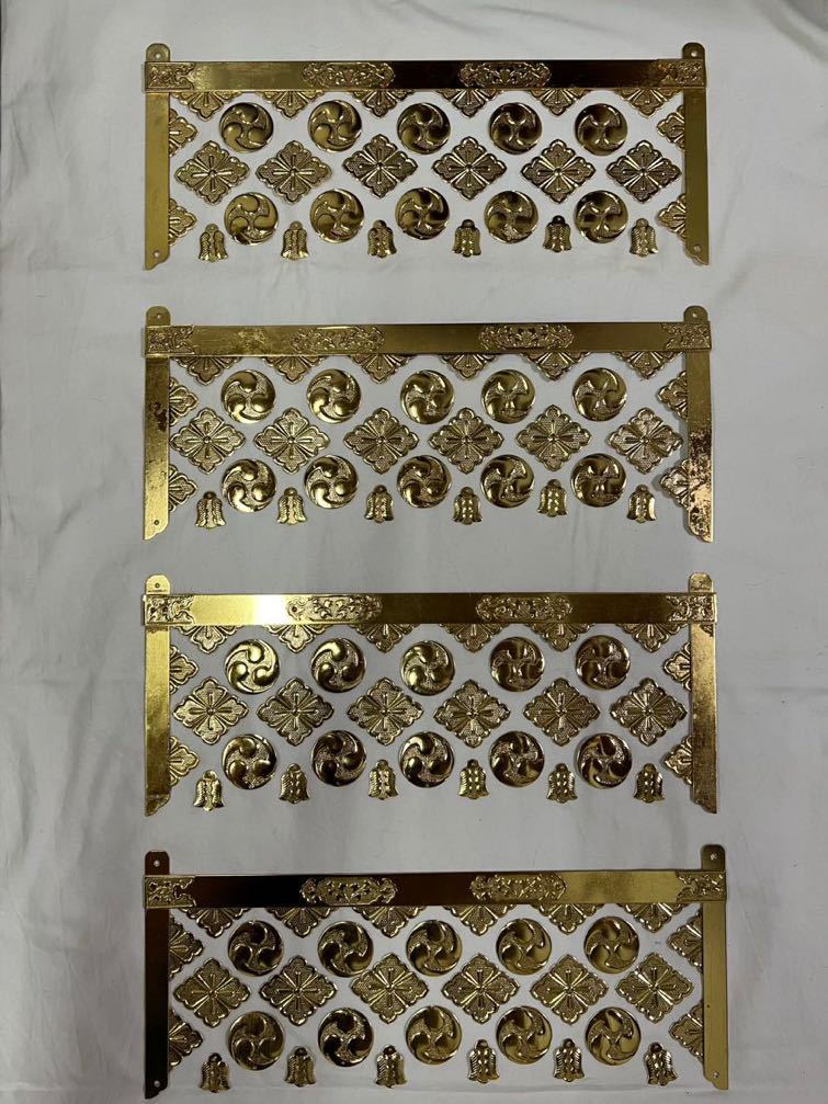 神輿用板瓔珞の枠とチラシ金具 寄せ集め品1尺2寸4枚分 送料無料