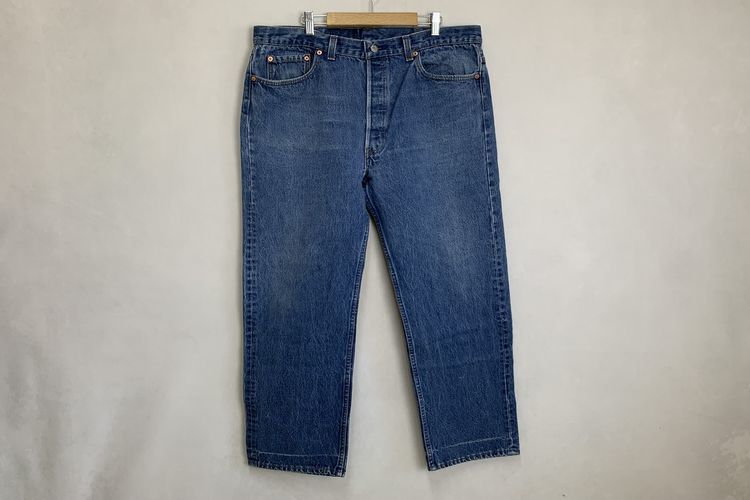 gdo regular!!90s Vintage USA made Levis Levi's 501 button fly all cotton Denim pants W40 indigo American Casual Street nr906