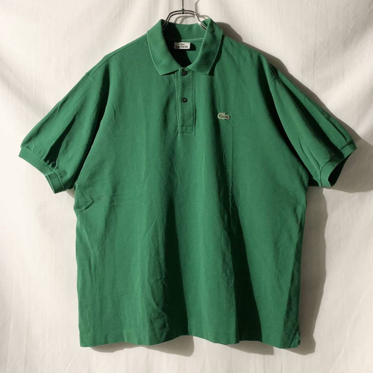 00s DEVANLAY社製 LACOSTE ラコステ 鹿の子 半袖 ポロシャツ 緑 グリーン 7 メンズXL程度 検 ヴィンテージ OLD フランスの画像1