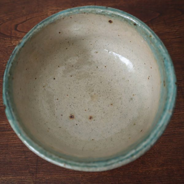 fj40533 抹茶碗 陶印 木箱/美智子銘 共布 直径約13cm 高さ約8cm 和骨董 茶道具 茶の湯_画像5