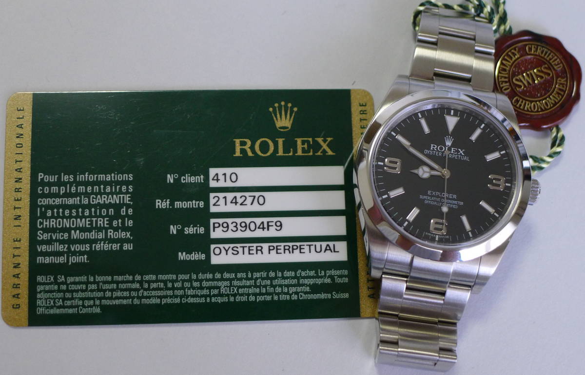 送料無料◆ROLEX / ロレックス・エクスプローラーⅠ ＲＥＦ．２１４２７０ ＳＳ自動巻メンズ、保証書/取説/コマ2/内外箱付属美品◆_画像4