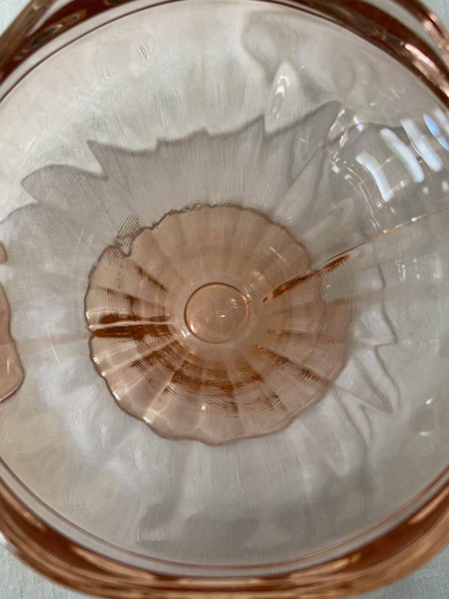 フランスブロカント ピンクガラスのパフェグラス2個セットA ヴィンテージ アンティーク蚤の市食器お皿昭和レトロビンテージクリームソーダ_画像8