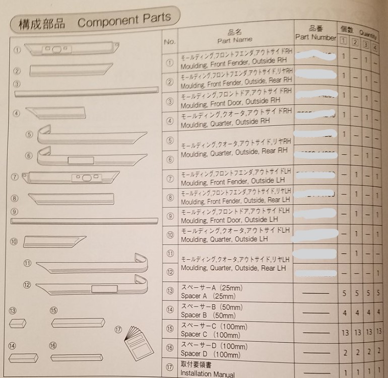 【廃盤品/新品/純正】トヨタ TOYOTA スープラ A70系ワイドボディ用未塗装 アウトサイドモールディングキット左右セット/SUPRA molding_画像3