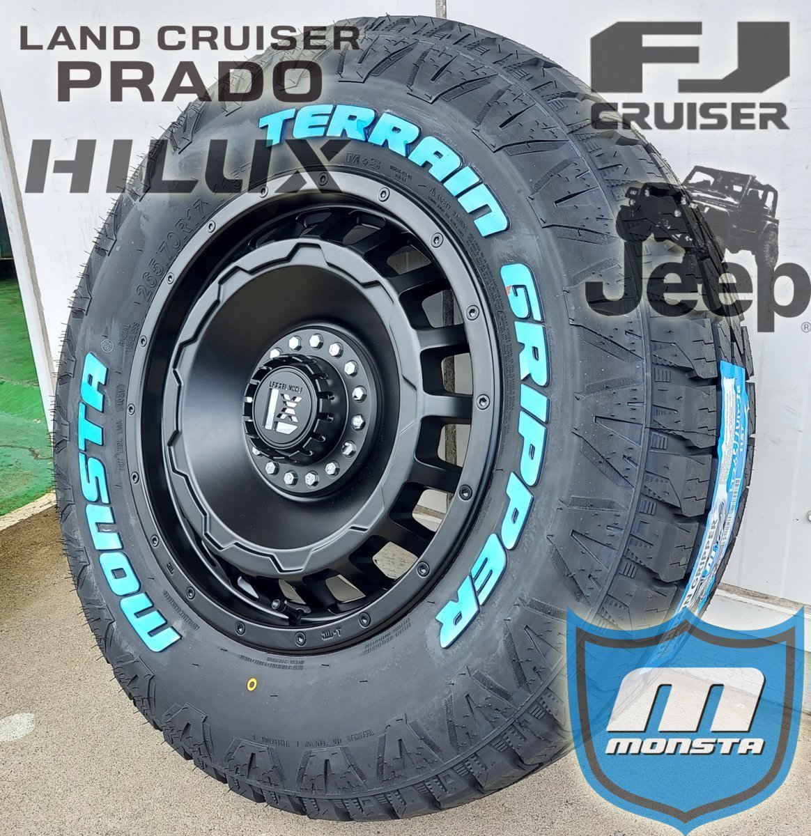 JL JK ラングラー LEXXEL SwaGGer MONSTA TERRAIN GRIPPER 265/65R17 265/70R17 285/70R17 タイヤホイール17インチ ホワイトレター_画像3