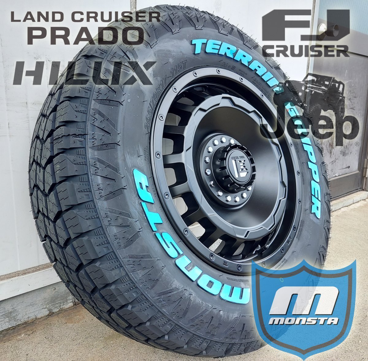 JL JK ラングラー LEXXEL SwaGGer MONSTA TERRAIN GRIPPER 265/65R17 265/70R17 285/70R17 タイヤホイール17インチ ホワイトレター_画像3