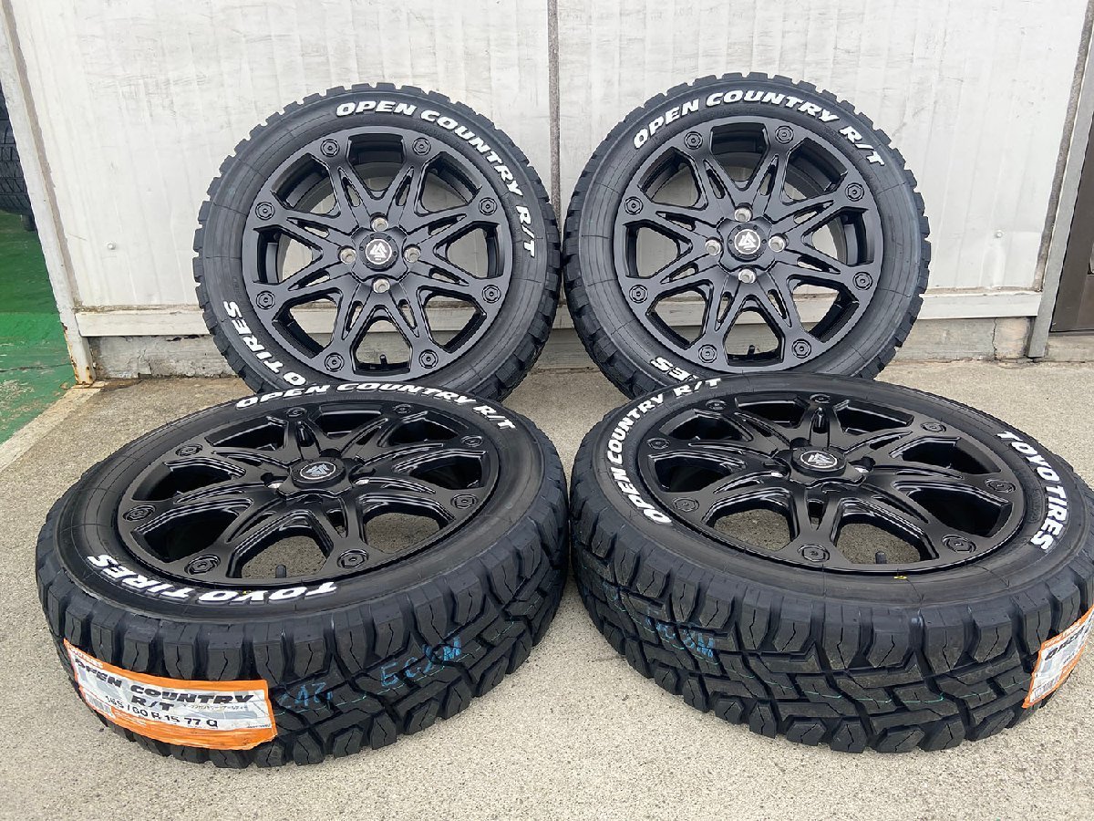 軽トラ ハイゼットジャンボ アトレー タイヤホイールセット 15インチ MUD-X トーヨー オープンカントリー RT 165/60R15 ホワイトレター_画像1