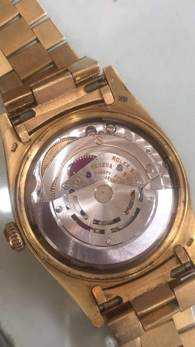 1円~ROLEX ロレックス デイデイト 18038 ゴールド文字盤 アフターダイヤ YG 149.2g AT/自動巻 メンズ腕時計 