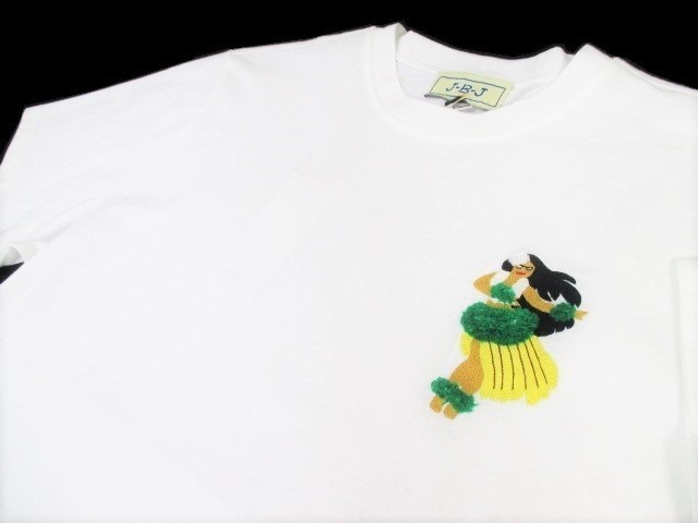 新品★J-B-J フラダンス刺繍Tシャツ★S★白 半袖★ジェイビージェイ JBJ メンズ