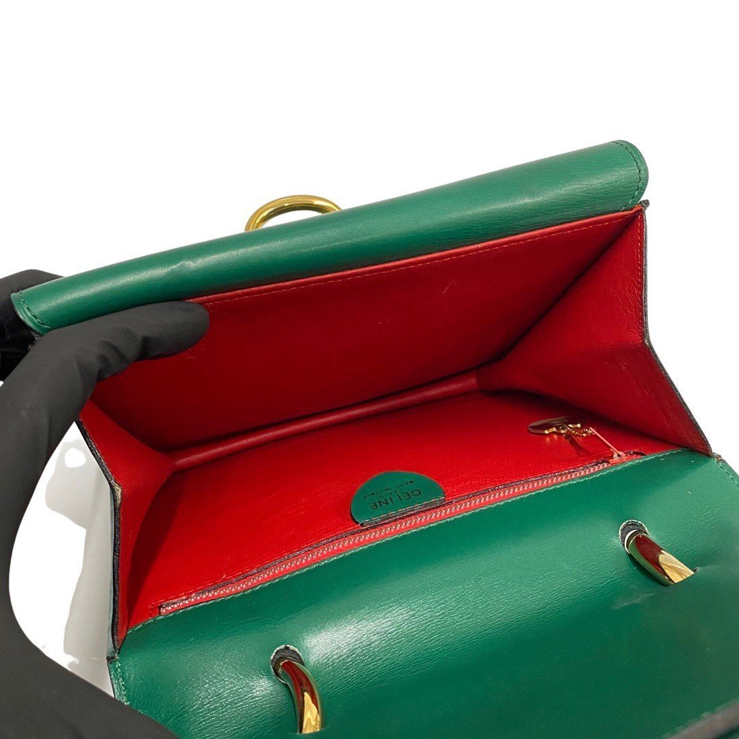 極 美品 希少品 CELINE セリーヌ ヴィンテージ ロゴ 金具 カーフレザー