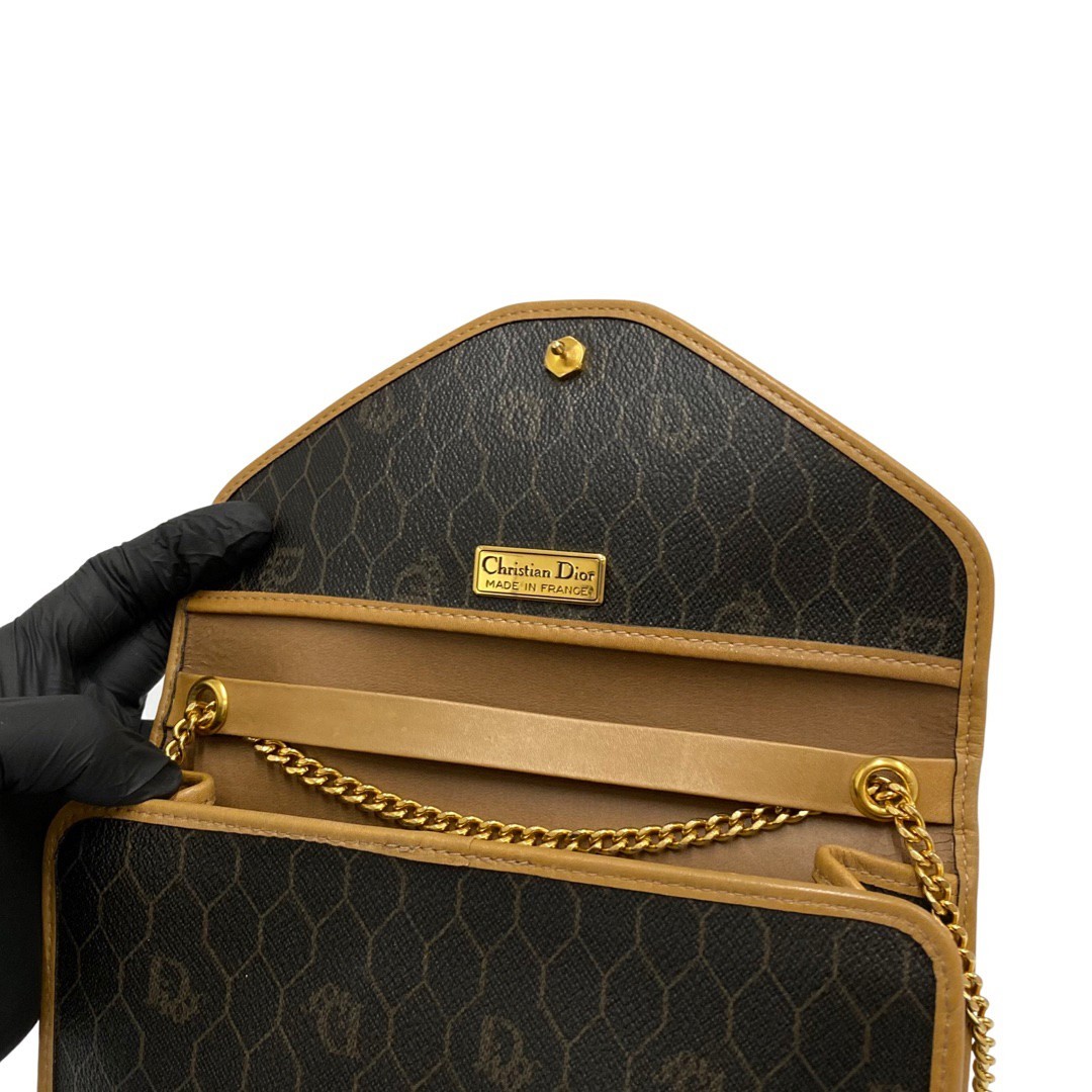 極 美品 Christian Dior ディオール ロゴ 金具 ハニカム レザー 2way