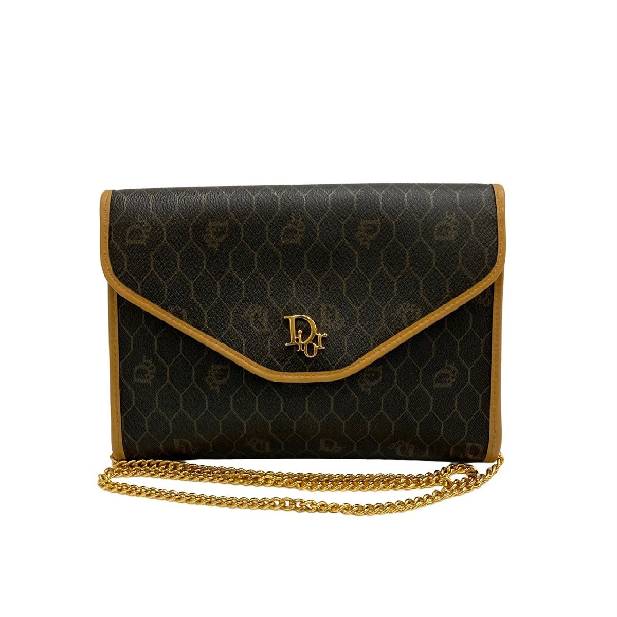 極 美品 Christian Dior ディオール ロゴ 金具 ハニカム レザー 2way