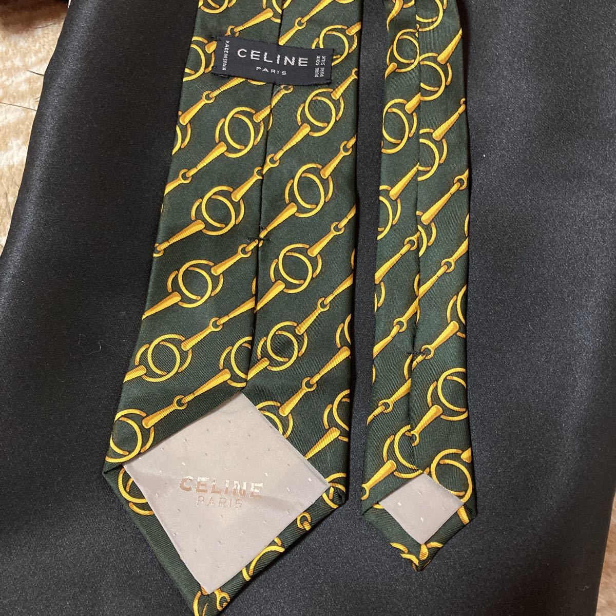  Celine necktie wedding men's silk silk sa Rally man chain pattern total pattern gentleman suit black black CELINE brand 