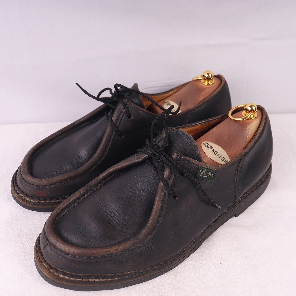  Paraboot 44 G Paraboot MICHAELmi frog black leather shoes France made men's original leather used old clothes ds3477