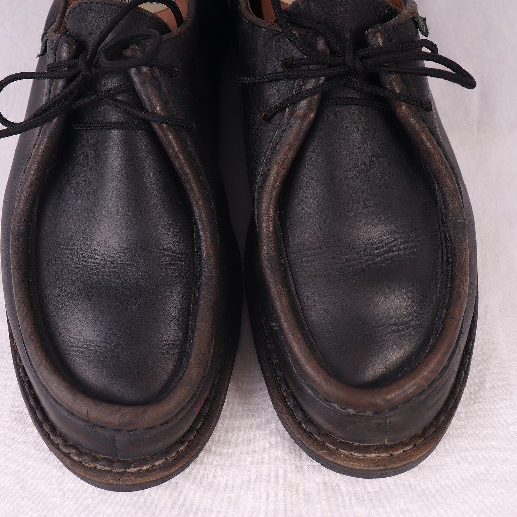  Paraboot 44 G Paraboot MICHAELmi frog black leather shoes France made men's original leather used old clothes ds3477