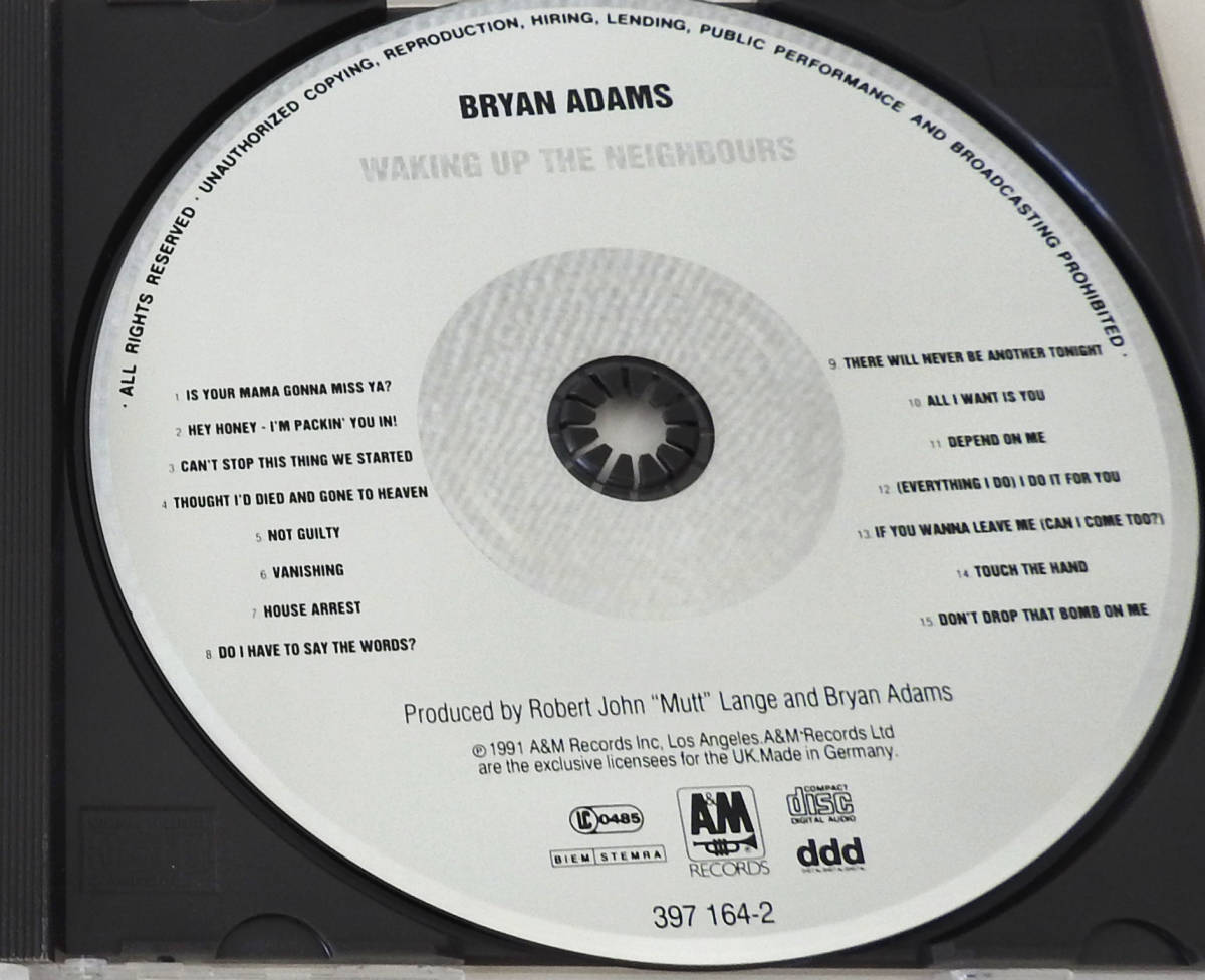BRYAN ADAMS（ブライアン・アダムス）WAKING UP THE NEIGHBOURS【中古CD】_画像5