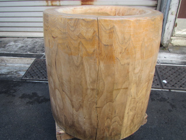 ジャンク けやき臼 餅つき臼 臼 餅つき お正月 外寸約44cm うす もちつき臼 ケヤキ臼 餅つき道具 (引取り希望)A0225 餅つき臼 欅臼