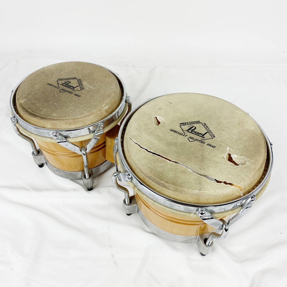 [HR0080] 中古 Pearl (パール) PROFESSIONAL PERCUSSION ボンゴ パーカッション タイ製 打面破れ 1000円スタート！の画像1