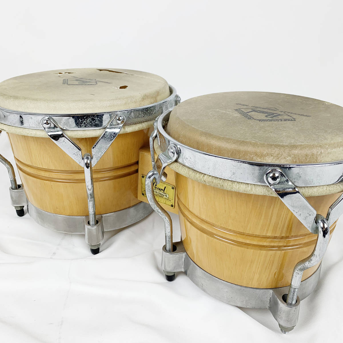 [HR0080] 中古 Pearl (パール) PROFESSIONAL PERCUSSION ボンゴ パーカッション タイ製 打面破れ 1000円スタート！の画像7