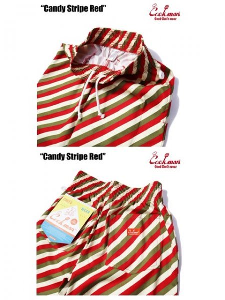 送料0 【COOKMAN】クックマン Chef Pants シェフパンツ Candy Stripe Red 231-31812 -L 男女兼用 キャンディーストライプ イージーパンツ_画像6