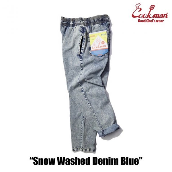 送料0 【COOKMAN】クックマン Chef Pants シェフパンツ Snow Washed Denim Blue 231-23838 -XL 男女兼用 ウォッシュドデニム ブルー LA発_画像8