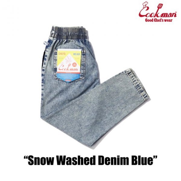 送料0 【COOKMAN】クックマン Chef Pants シェフパンツ Snow Washed Denim Blue 231-23838 -XL 男女兼用 ウォッシュドデニム ブルー LA発_画像2