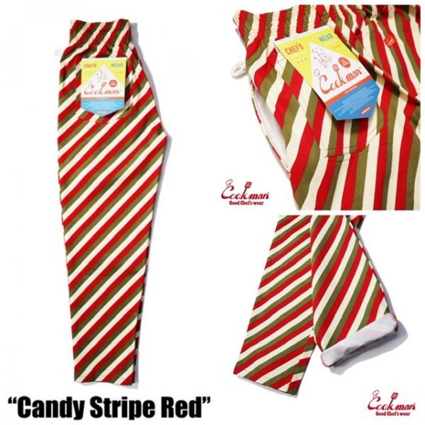 送料0 【COOKMAN】クックマン Chef Pants シェフパンツ Candy Stripe Red 231-31812 -L 男女兼用 キャンディーストライプ イージーパンツ_画像5