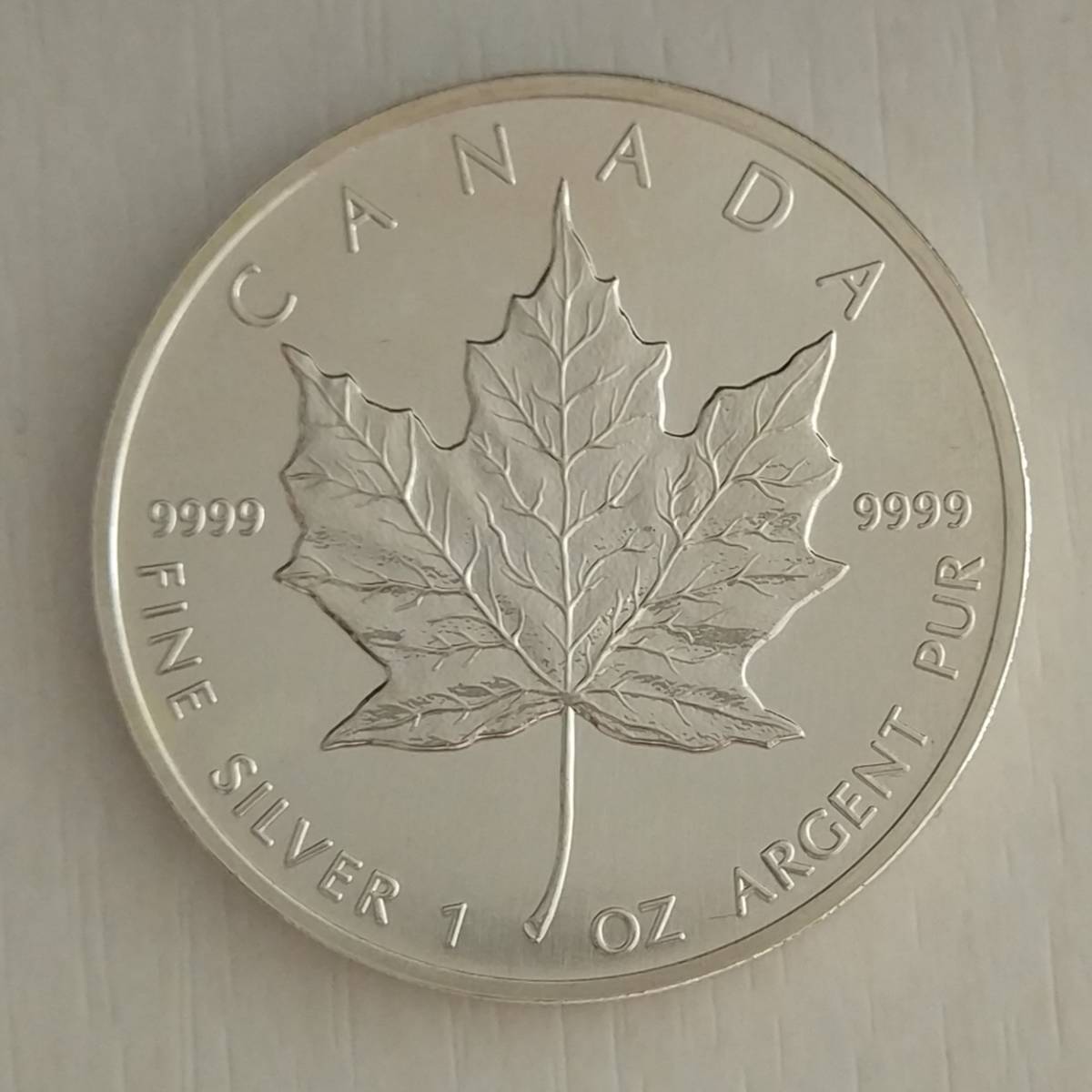 1989年 メイプルリーフ カナダ 5ドル 1オンス 銀貨 31.1g 純銀(北 