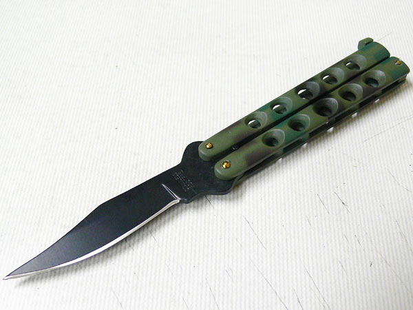 バタフライ ナイフ butterfly knife　7116/穴あきカモフラージュ 106g 同梱ok_画像1