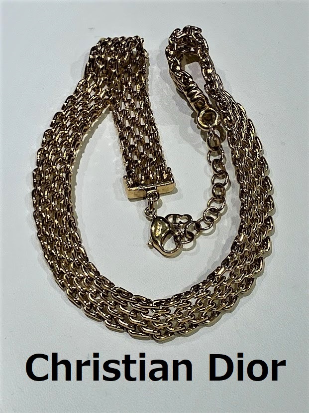 【IT9OC9X06LIX】Christian Dior クリスチャンディオール ヴィンテージ 編みチェーン ゴールド ネックレス 69.99g
