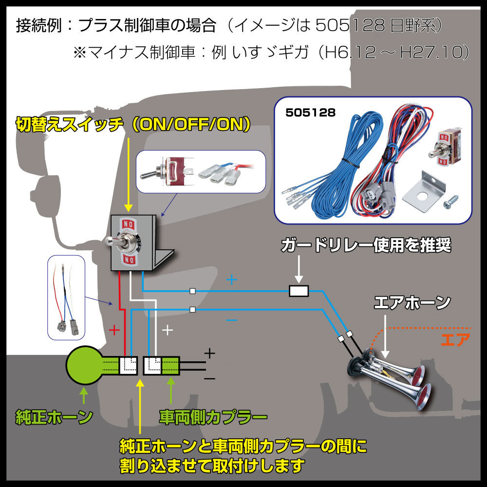 エアーホーン切り替えスイッチ/ハーネスキット　いすゞ　大型　ギガ（H6.12～H27.10）_画像5