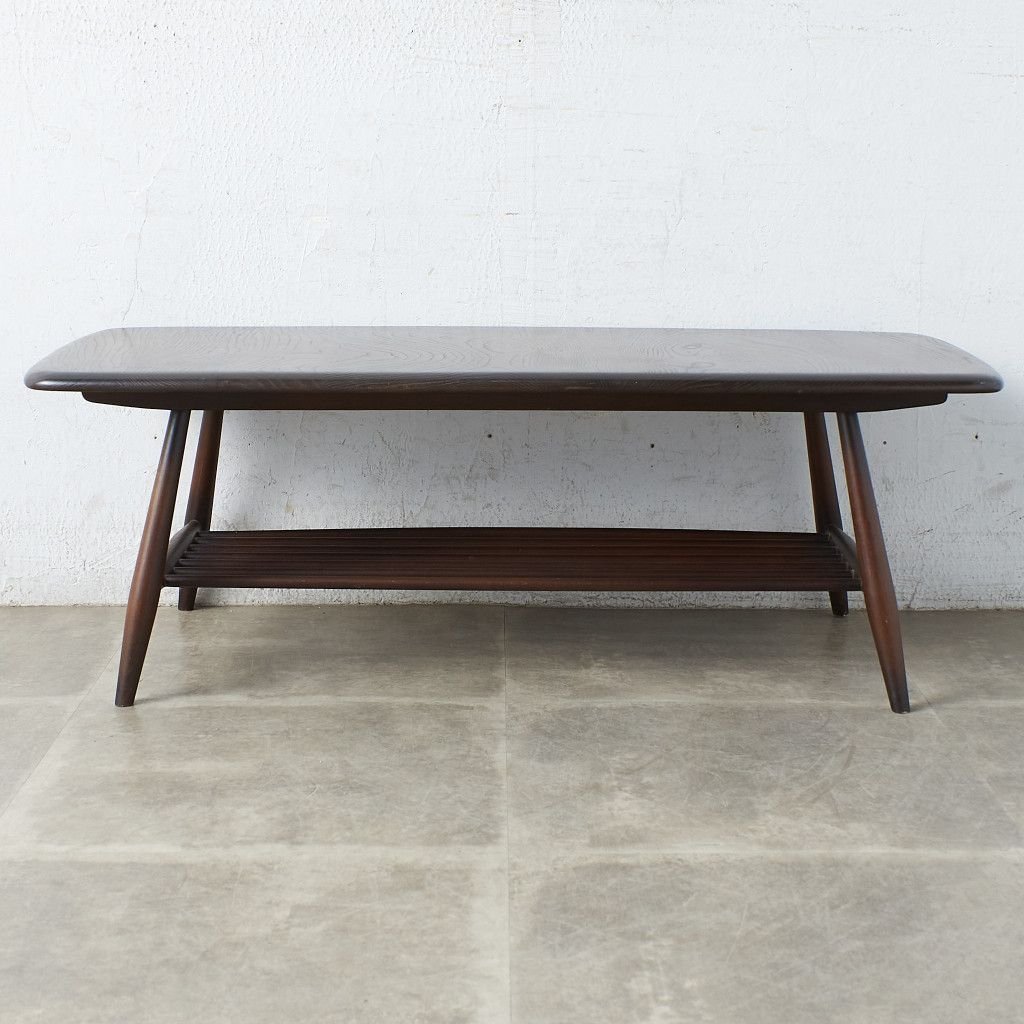 IZ65892C☆ercol ヴィンテージ コーヒーテーブル ラック付き 無垢材