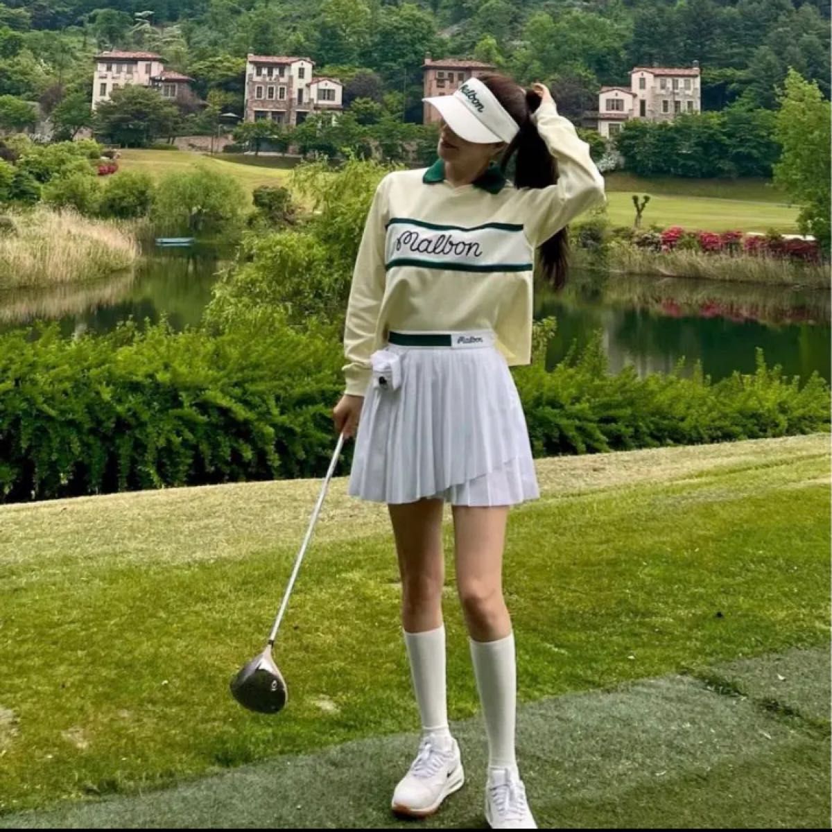 【即発送】マルボン レディース スカート ゴルフ ウェア（ホワイト）Sサイズ