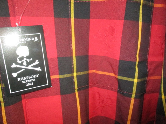 MASTERMIND WORLD マスターマインド　21SS バック　ロゴ　刺繍　スカル　チェック　オーバーサイズ　ジャケット　赤　L 未使用 - 4