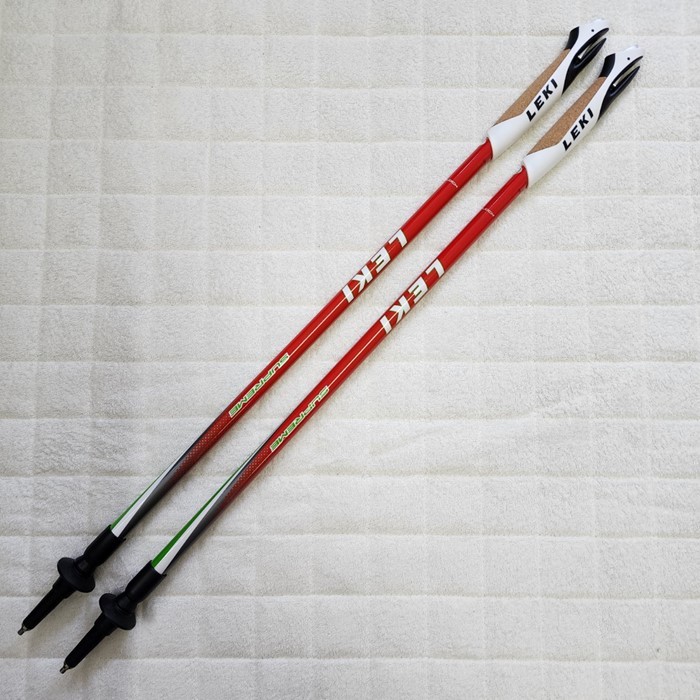 レキ LEKI 2段 伸縮式 ウォーキングポール 2本セット 登山 ウォーキング レッド系