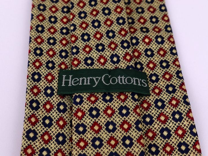 ヘンリーコットンズ 花小紋柄 高級 シルク ハンドメイド イタリア ブランド ネクタイ メンズ アイボリー 良品 Henry Cotton's_画像3