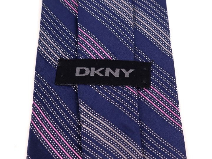 ダナキャラン ストライプ柄 高級 シルク アメリカ ブランド ネクタイ メンズ ネイビー 良品 DKNY_画像3