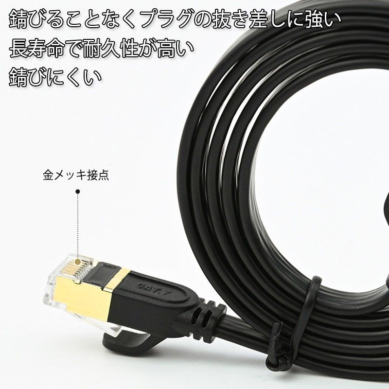  LANケーブル CAT7 10m 10メートル 10ギガビット 10Gps 600MHz フラットタイプ 光回線 超高速通信 