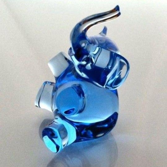 日本セール バカラ 象 ぞう 置物 クリスタルガラス ブルー 置物