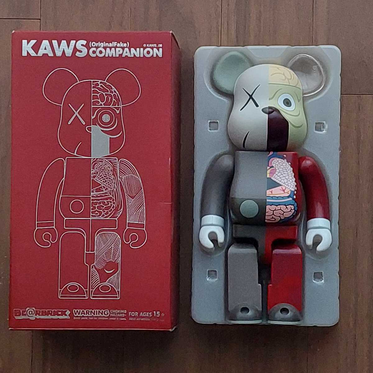 BE@RBRICK KAWS 人体模型 400% 赤/レッド 箱 Dissected COMPANION Red