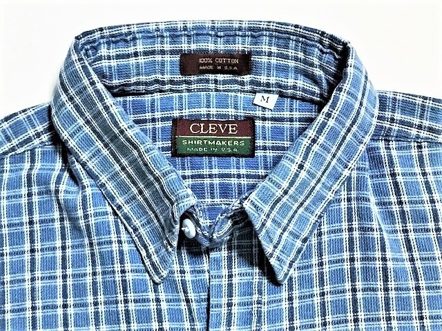 【CLEVE/クリーブ】WASHED COTTON チェック 半袖 シャツ BLUE M 新品/デッドストック/希少/ヴィンテージ/アウトドア/アメカジ/USA製/訳アリ_画像3