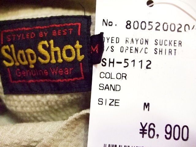 【SLAP SHOT/スラップショット】レーヨンサッカー 半袖 オープンシャツ SAND M 新品/デッドストック/希少/ヴィンテージ/アメカジ/日本製の画像6