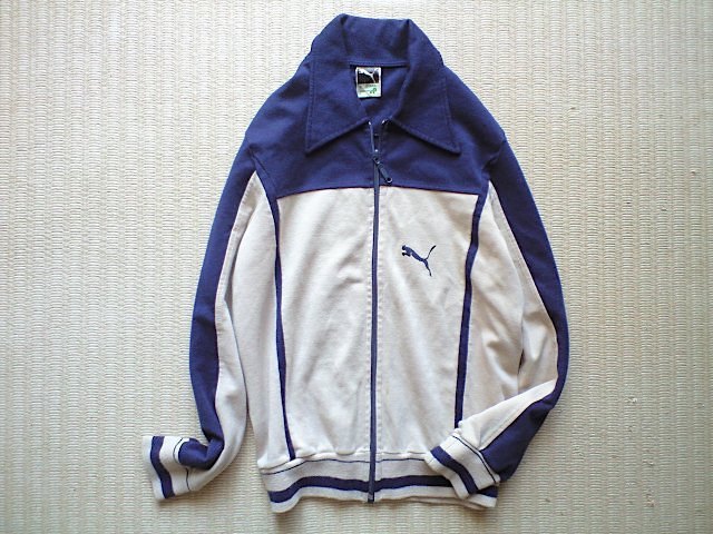 即決 70s vintage PUMA 西ドイツ製 襟付き アクリル ニット ジャケット