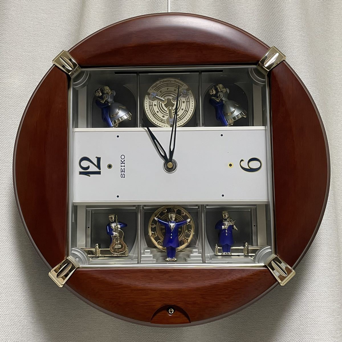 希少 海外 完動品 動作スムーズ 美品 セイコー SEIKO QXM254BRH からくり時計 メロディ オルゴール ディスクドリーム パペット  掛け時計 