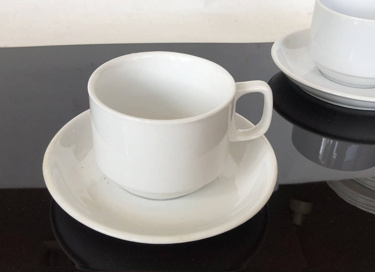 コーヒー碗皿 コーヒーカップ＆ソーサー 白切立 5客 陶磁器 カップが重なります_画像1