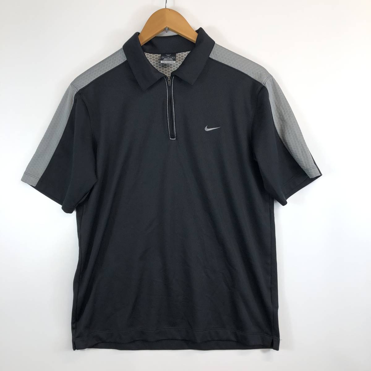 NIKEGOLF ナイキゴルフ ハーフジップ Tシャツ 速乾 襟付き ブラック グレー Lサイズ メンズ 126782_画像1