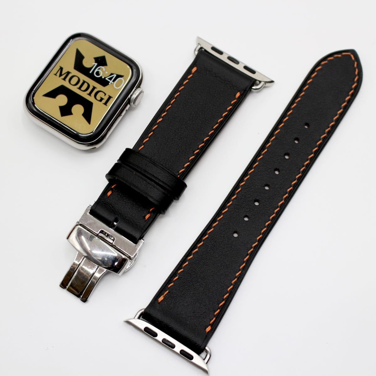 MODIGI Apple Watch 4 5 6 original leather band 40 41 Apple Watch leather leather leather fine quality band belt black 44 45 high class band wristwatch belt black 