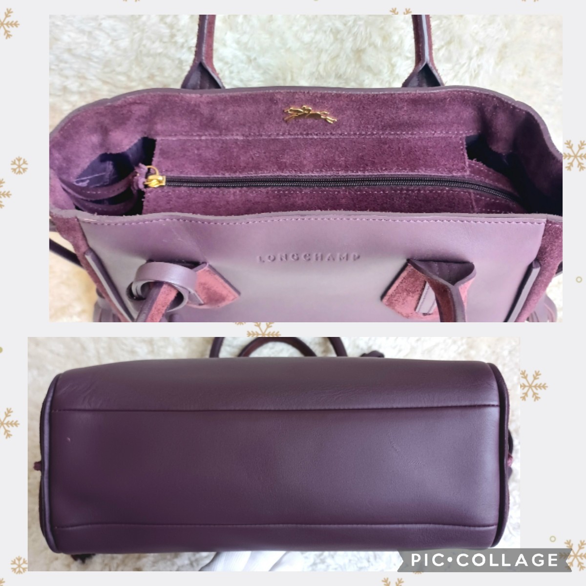 良品! 【LONGCHAMP ロンシャン】ペネロペ 高級 トートバッグ 滑らかスエードレザー ロゴ入りタッセル チャーム付き ボルドー_画像4