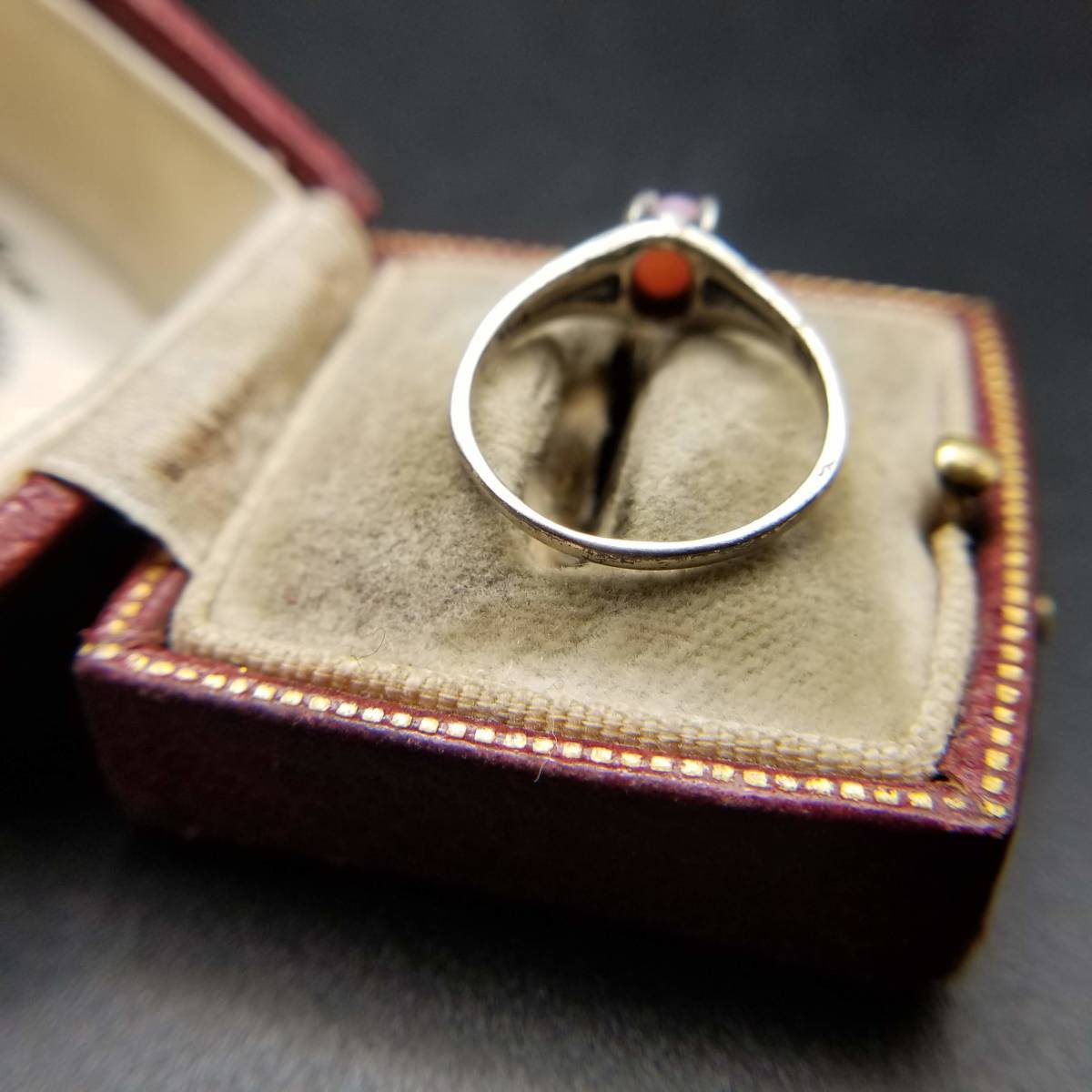  marble color orange kaboshon925 silver Vintage ring silver a-ru deco ring Showa Retro accessory equipment ornament YMP③23