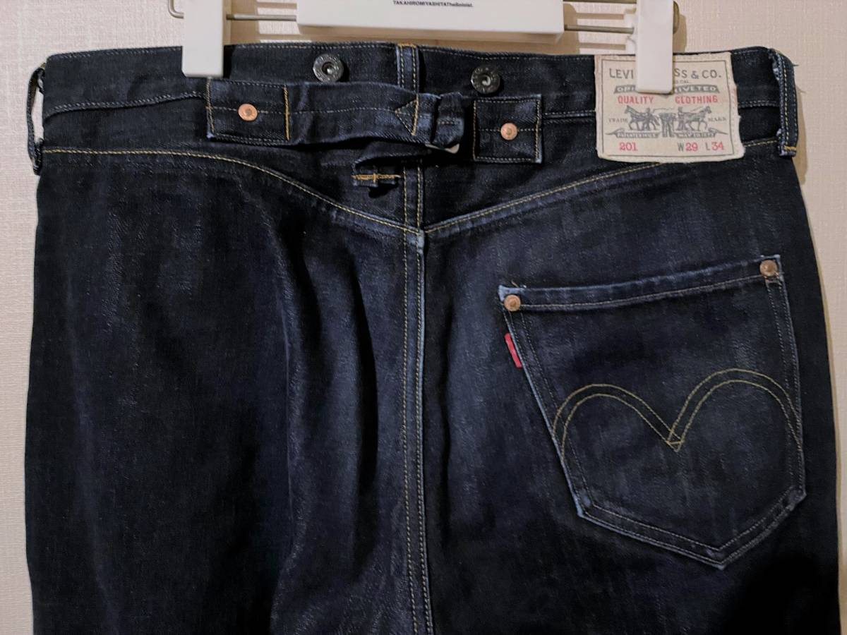 美品 LEVIS リーバイス 03201-0009 1890sモデル 復刻 201 片ポケ デニムパンツ ジーンズ シンチバック バックルバック W29L34 濃紺 30s_画像5