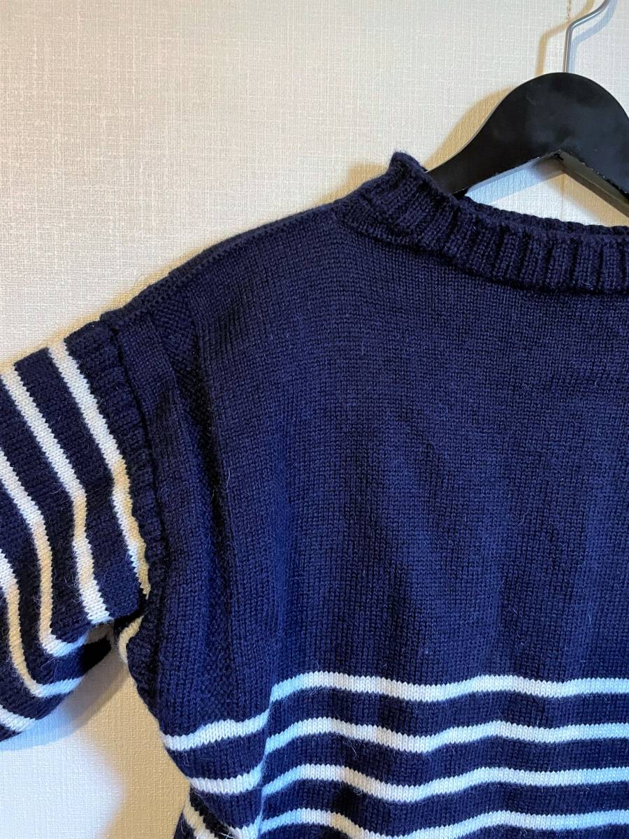 極美品 GUERNSEY WOOLENS ガンジーウーレンズ 英国製 パネルボーダー ウール ガンジー ニットセーター 38 ネイビー フィッシャーマンズ_画像5